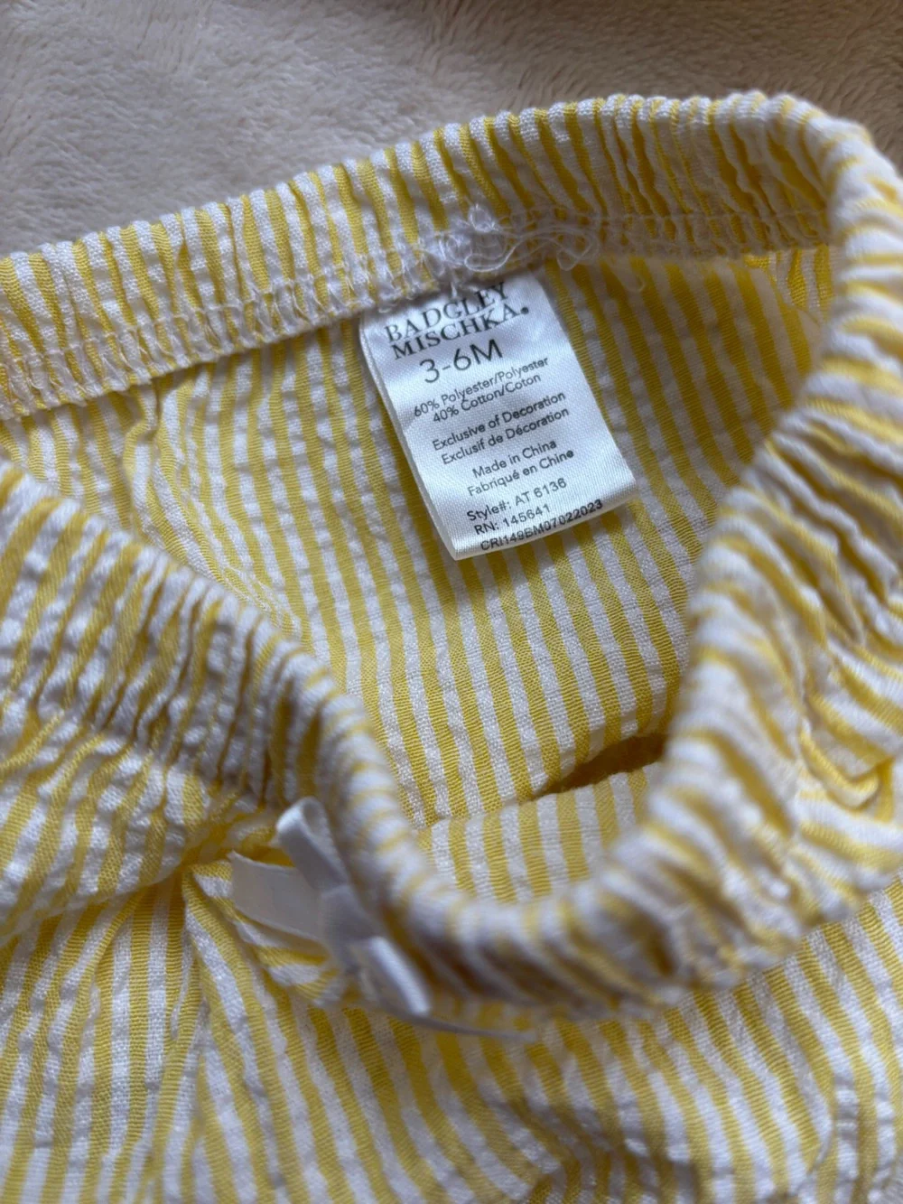 Badgley Mischka 3-6m baby set Seersucker Ruffle Dress Bloomers Quilted Sleeper